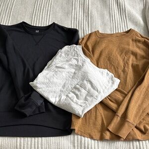 GAP Boys Crewneck Sweaters - Black, White & Brown Trio